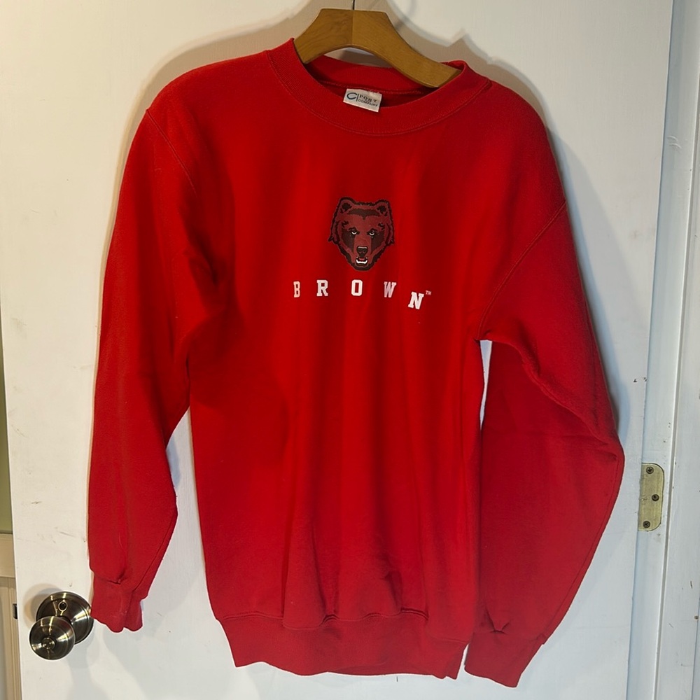 C Port and Company Red Sweatshirt S with Broun logo